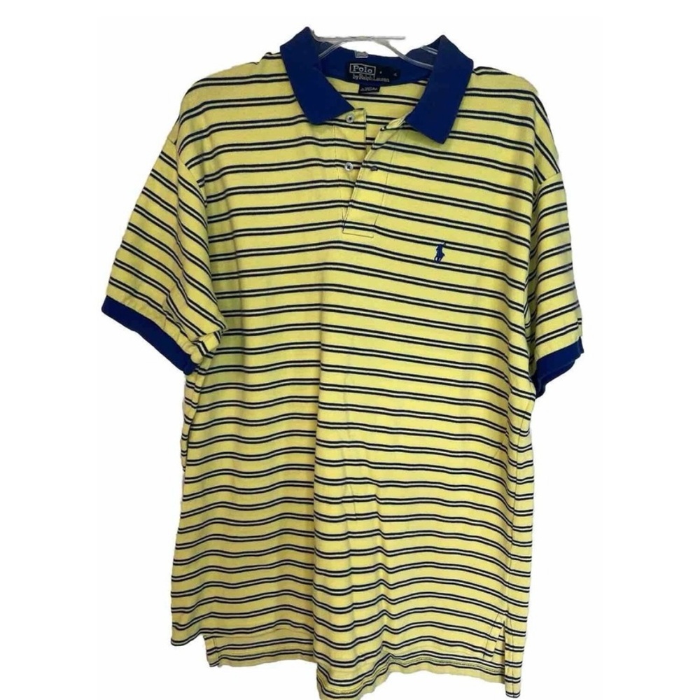 Polo Golf Ralph Lauren Pima Cotton Polo Shirt Men's Size XL Blue/Yellow Striped